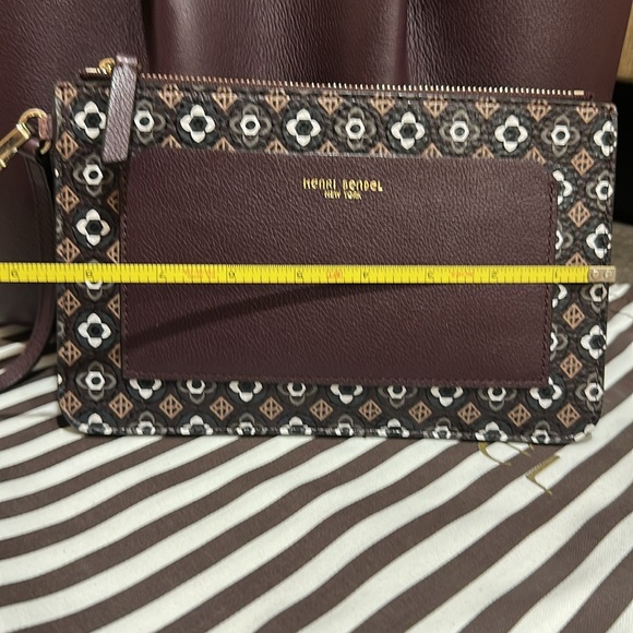 Henri Bendel Maroon Tote with Gold Accents and Matching Wristlet (No Dustbag) - Picture 12 of 12